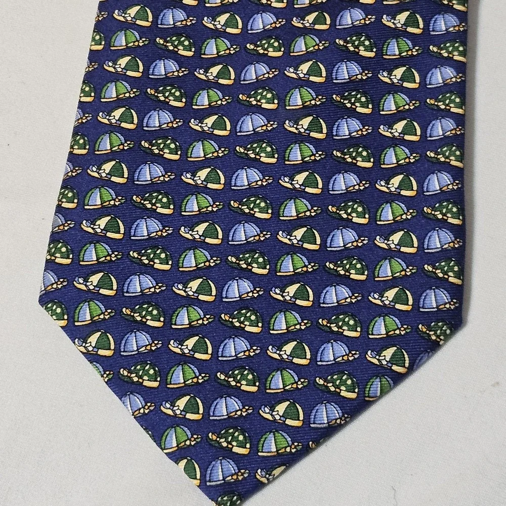 Brooks Brothers Makers Blue Green Cap 3.5'' Necktie Neck Tie Silk Handmade Hat‎
